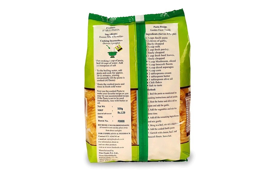 Finosta Fusilli Pasta    Pack  500 grams